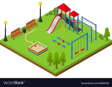 Outdoor Playground Isometric View Royalty Free Vector Image