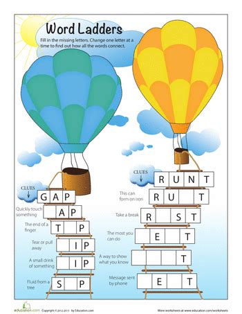 Free 1st grade spelling words are just a click away with vocabularyspellingcity! Printable Word Ladders | Word ladders, Spelling for kids ...