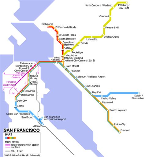 San Francisco Subway Map For Download Metro In San Francisco High