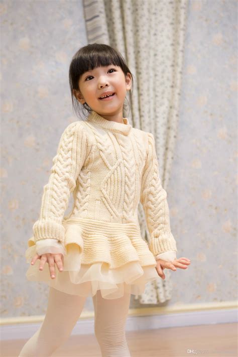 2015 Autumn Winter Girls Knit Sweater Dresses Baby Girl