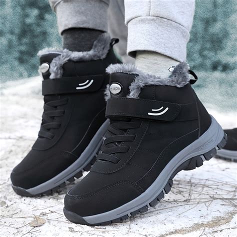 Womens Black Waterproof Non Slip Outdoor Sneakers Winter Thermal