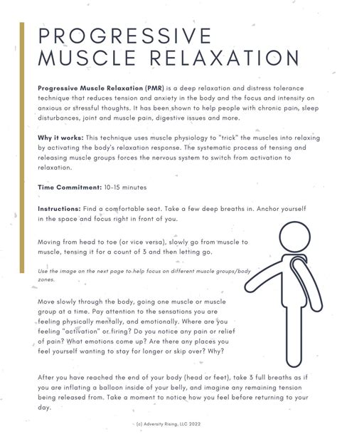 Updated Progressive Muscle Relaxation 3 Page Digital Handout Etsy