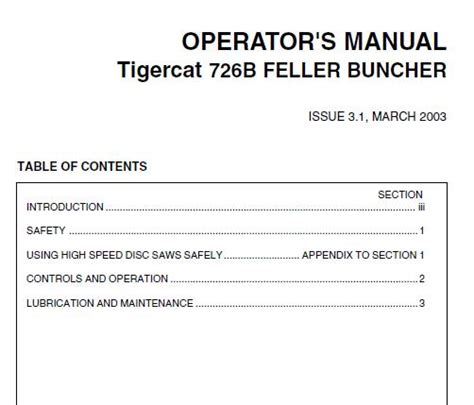 Tigercat B FELLER BUNCHER Operators Manual Service Repair