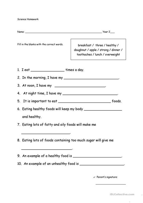 Th Grade Health Worksheets