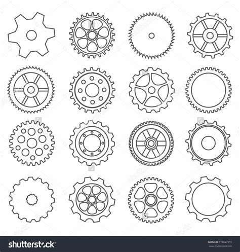 Gears And Wheels Icon Set On White Background