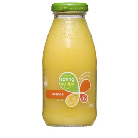 Spring Valley Orange Juice 250ml Glass Bottle 30 Pack Officeworks