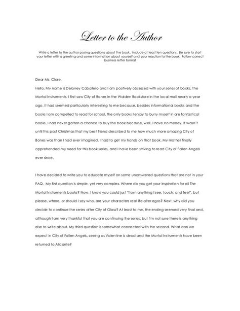 Letter To The Author