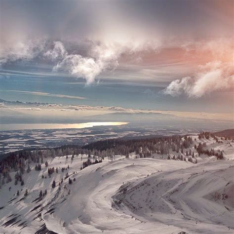 Snow Mountain Winter Cold View Flare Ipad Wallpapers Free Download