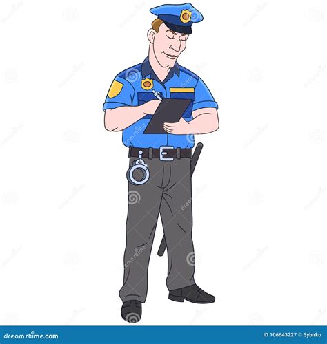 Policier De Bande Dessinée Policier Illustration De Vecteur