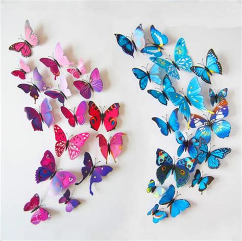 12pcsset 3d Effect Butterflies Wall Sticker Beautiful Butterfly For