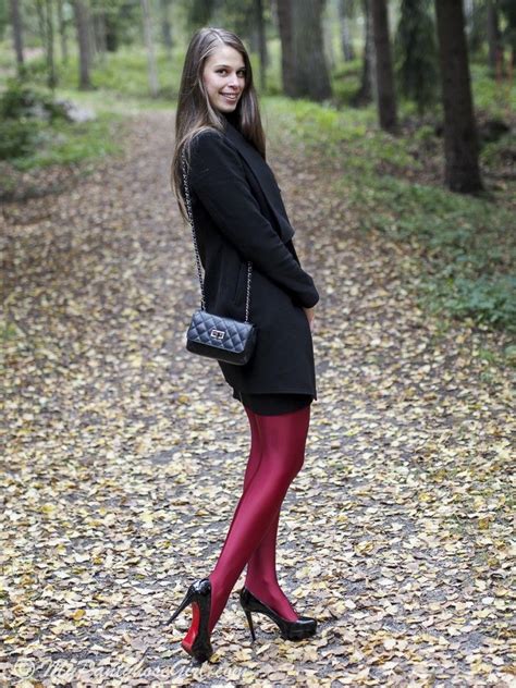 Red Uppsala In Autumn Mypantyhosegirl Colored Tights Opaque Tights Red Pantyhose Color