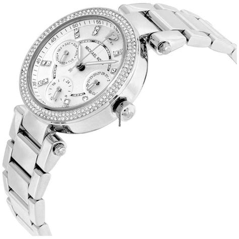Ladies Womens Mini Parker Silver Stainless Steel Chronograph Michael
