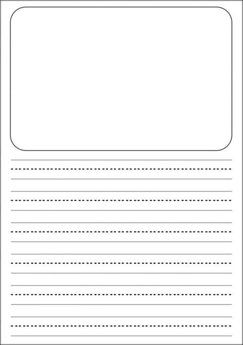 Free Printable Writing Paper With Picture Box Pdf Primary Dashed