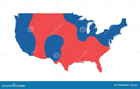 Map Of United States Of America Is Divided Into Blue States And Red