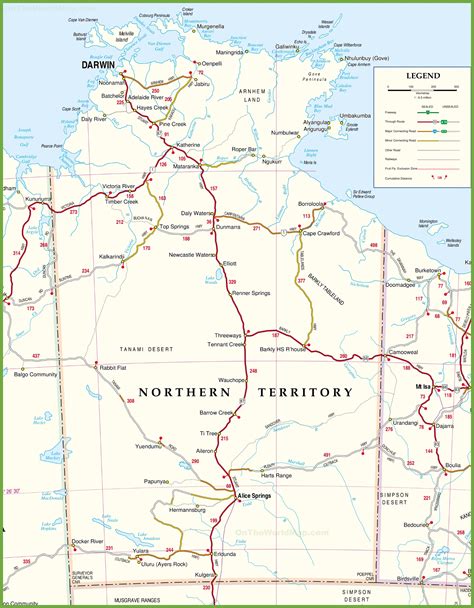 Large detailed map of Northern Territory with cities and towns