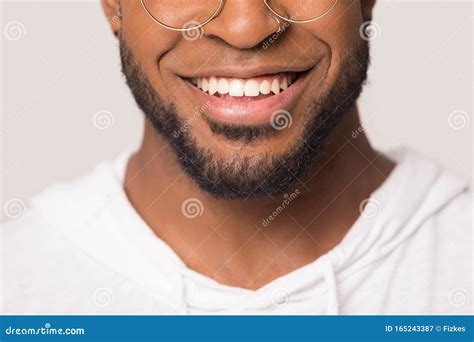 Close Up Beautiful Wide Toothy African American Male Smile Stock Image