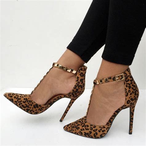 pointed toe leopard print pumps cheetah print heels leopard shoes pointy heels black strappy