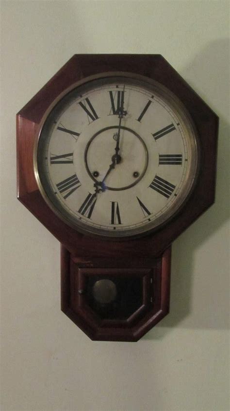 Antique Early 1900s Waterbury Short Drop Wall Clock Running Up For Sale Is This Antique Early