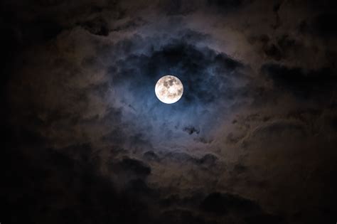 Mysterious Dark Night Sky With Full Moon And Clouds Stock Photo Download Image Now Istock