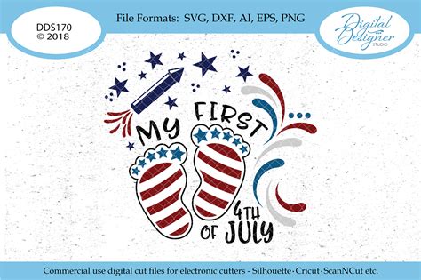 My First 4th of July Baby Feet SVG PNG EPS DXF AI Cut File