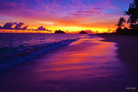 Lanikai Beach Winter Sunrise Reflections In The Sand Photograph By