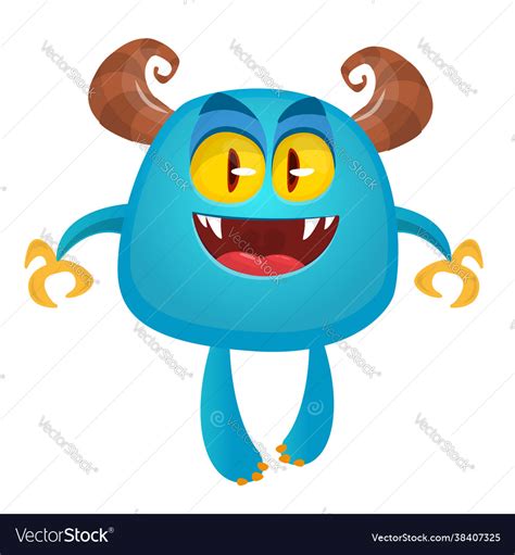 Funny Cartoon Monster Cute Monster Character Vector Image