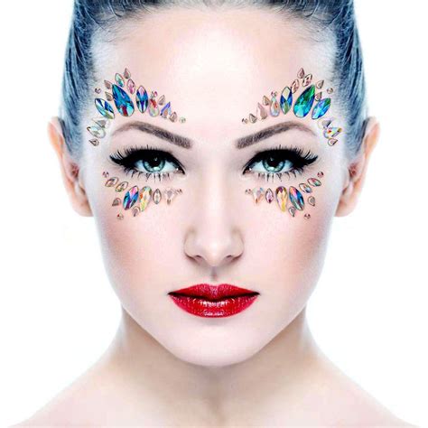 Bling 6 Sets Selfadhesive Mermaid Face Gems Stickers Rave Festival Face