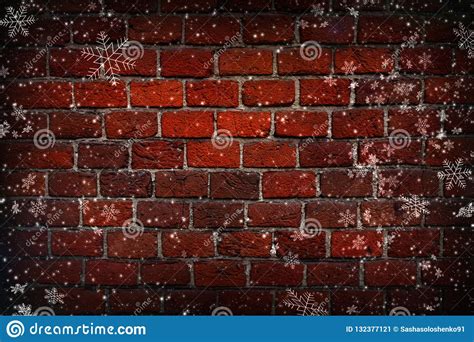 Abstract Christmas Background Red Brick Wall Close Up Texture