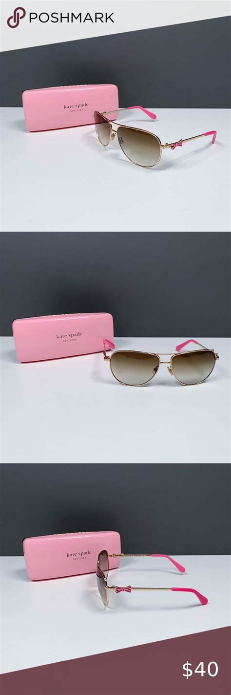 Kate Spade New York Circe Golden Aviator Sunglasses With Pink Bow
