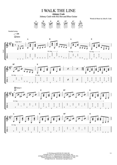 I Walk The Line Tab By Johnny Cash Guitar Pro Full Score Mysongbook