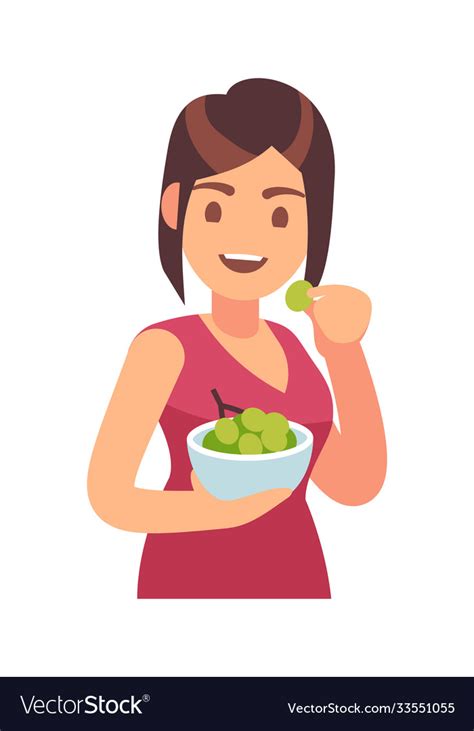 Woman Eating Healthy Food Girl Eats Meal Vector Image