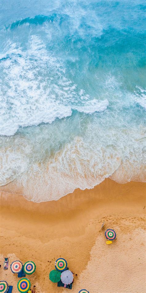 Download 1080x2160 Wallpaper Aerial View Beach Sea Waves Blue And