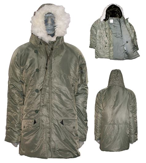 Army Parka N3b Military Style Insulated Padded Snorkel Hooded Winter