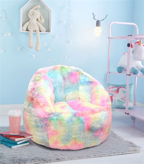 Considering those bean bag chairs will be utilized for kids, you need to be particularly mindful of what it is that they are full of. Heritage Club Rainbow Faux Fur Bean Bag Chair, Pastel Tie ...