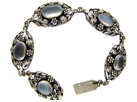 Art Nouveau Silver And Moonstone Bracelet 794c The Antique Jewellery