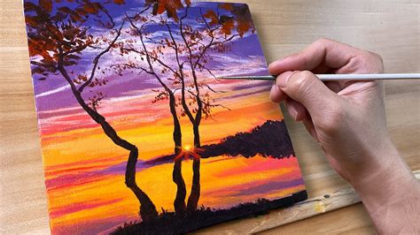 How To Paint Sunset Reflection Acrylic Painting Correa Art Youtube