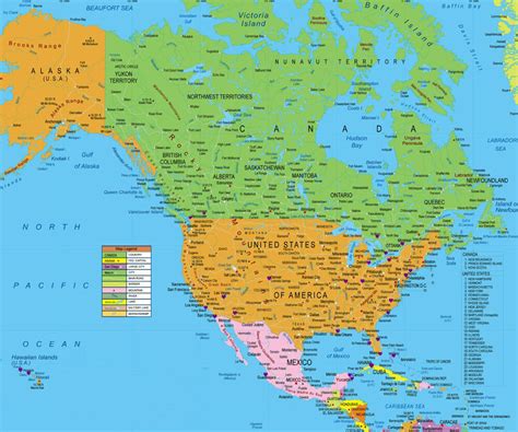 Usa And Canada Map North America For Gps Includes Hawaii And Alaska