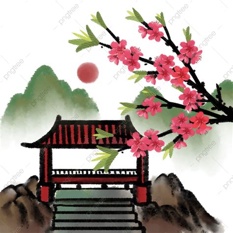 Chinese Cherry Blossom Png Image Traditional Chinese Painting Peach
