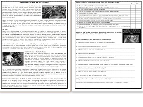 The worksheets on this page are designed for use in a world history class. Reading Comprehension - Teaching Resources - TES