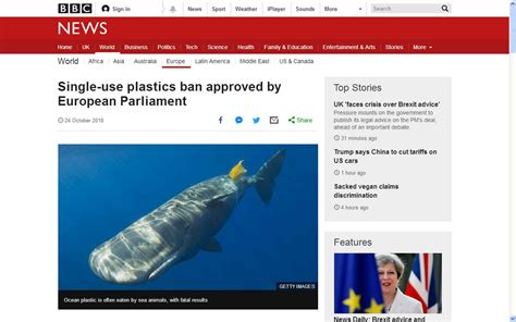 Ban Single Use Plastic European Parliament October 2018