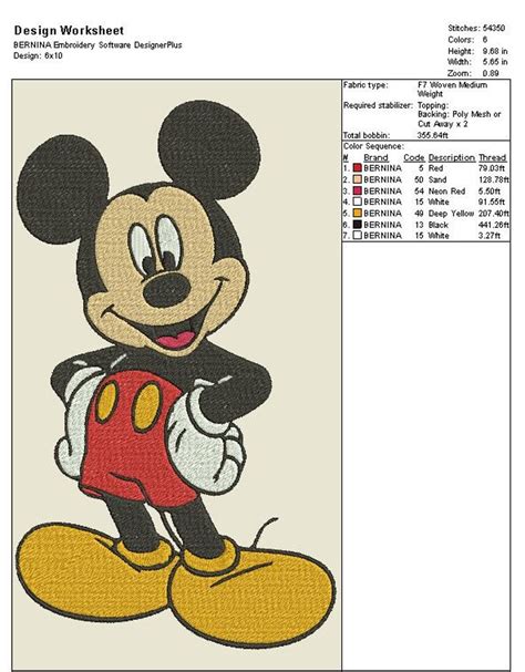 Mickey Mouse Embroidery Design Etsy