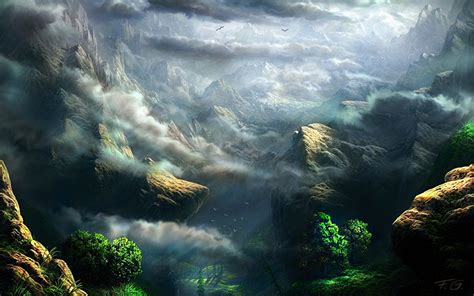 Wallpaper Fantasy Mountains Fantastic World