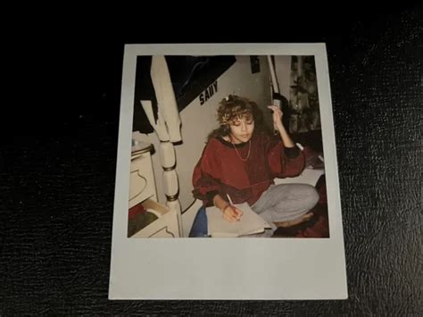 ORIGINAL POLAROID VINTAGE Photo Pretty Woman Writing 80s Model