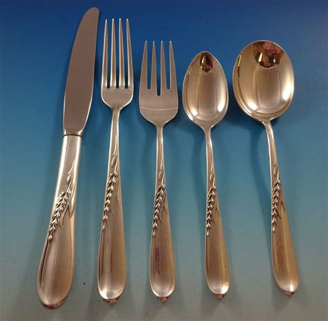Silver Wheat By Reed And Barton Sterling Silver Flatware Set 8 Service 40