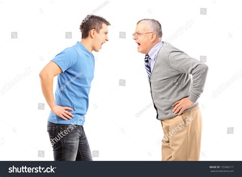 Angry Father Son Having Argument Isolated Stock Photo 125366117