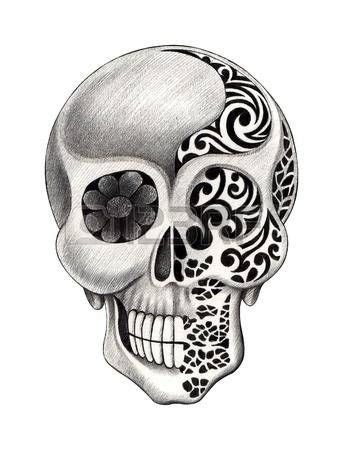 Nous proposons une large gamme de produits exclusifs et de qualité. tatouage tete de mort: Tatouage de crâne. Dessin à la main sur papier. Banque d | Noël, fêtes et ...