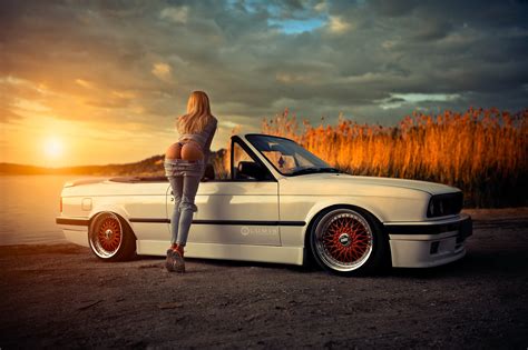 Wallpaper Blonde Sunset Ass Jeans Women With Cars Sneakers Back