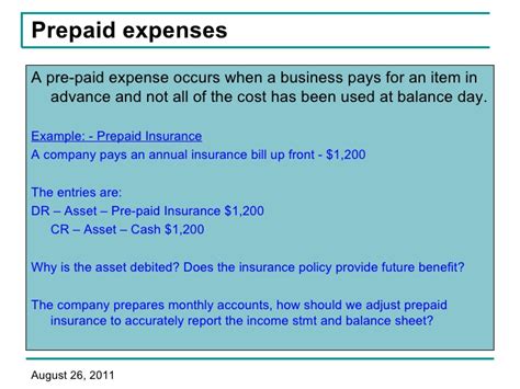 Prepaid expenses are expenses paid for in advance. Depreciation