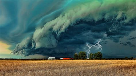 Lightning Storm Rain Clouds Sky Nature Thunderstorm