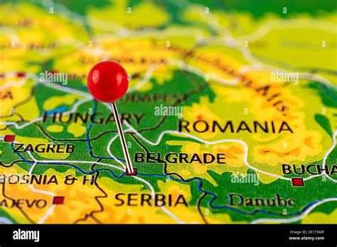 Belgrader Karte Nahaufnahme Der Belgrader Karte Mit Roter Nadel Karte